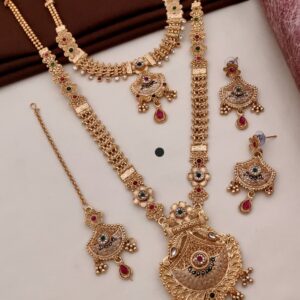 👑✨ Matte Polish Rajwadi Combo Necklace Set – Royal Antique Finish ✨👑