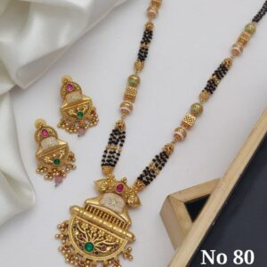 💛✨ Royal Temple Style Mangalsutra Set – Antique Gold Finish ✨💛