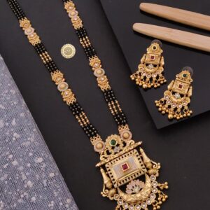 🖤👑 Premium Quality Traditional Mangalsutra Set – Antique Gold Finish 👑🖤