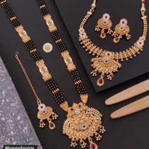 πΈ Elegant Traditional Mangalsutra Combo Set with Necklace & Earrings πΈ
