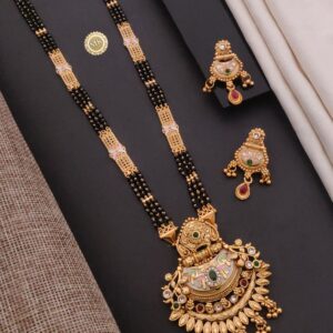 Premium Rajwadi Charm Mangalsutra Set | Antique High Gold Finish | Elegant Traditional Grace 💛🌿💎