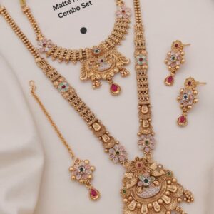 Matte Finish Floral Rajwadi Combo Set | Antique Gold Look | Elegant Bridal Grace ππΈπ