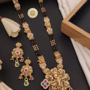 Premium Rajwadi Black Beads Mangalsutra Set | Antique Gold Finish | Royal Bridal Elegance 💛🖤💎