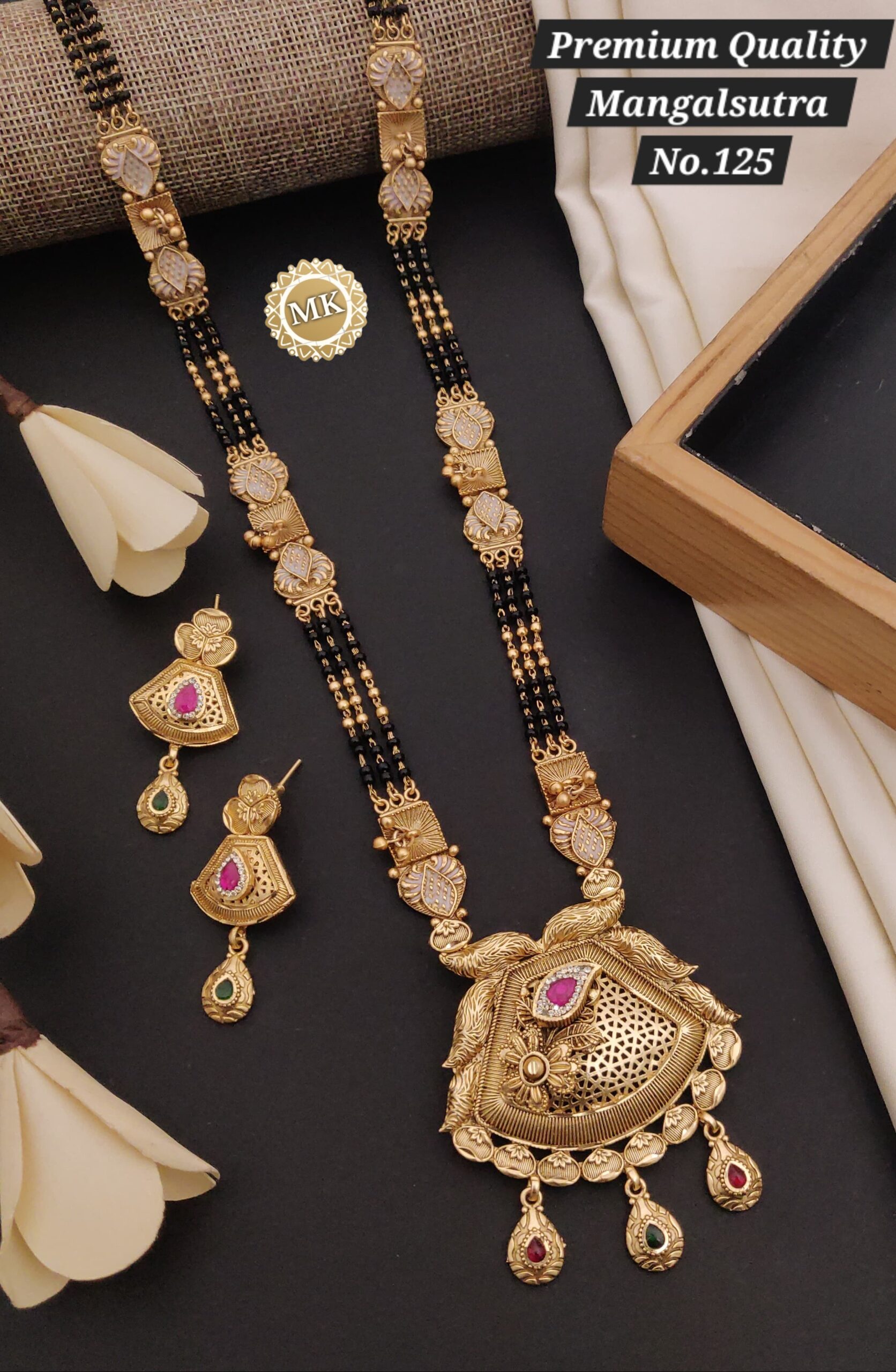 Premium Radha-Krishna Rajwadi Mangalsutra Set | Antique Gold Finish | Divine Traditional Elegance ππ€π