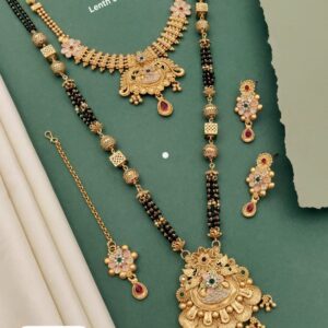 Premium Quality Rajwadi Mangalsutra Combo Set   | Antique Gold Finish 🖤💛💎