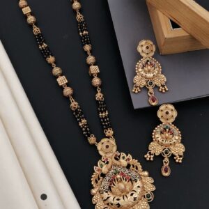 High Gold Rajwadi Mangalsutra Set No.55 | Peacock Motif Royal Design 💛🖤