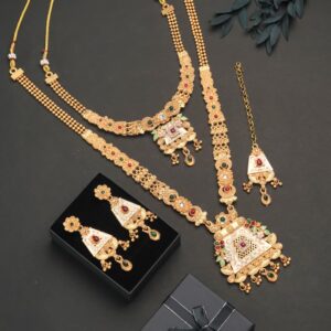 Royal Kundan Temple Mangalsutra Combo Set | Antique Gold Finish 💛